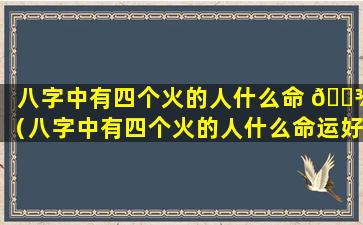 八字中有四个火的人什么命 🌾 （八字中有四个火的人什么命运好）